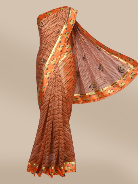 

The Chennai Silks Peach-Coloured & Black Zari Pure Cotton Chanderi Saree