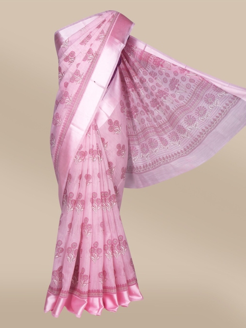 

The Chennai Silks Pink Ethnic Motifs Printed Pure Cotton Chanderi Saree