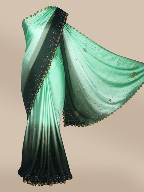 

The Chennai Silks Green & Gold-Toned Embellished Saree