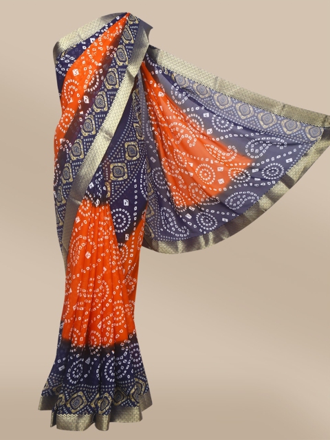 

The Chennai Silks Women Orange Printed