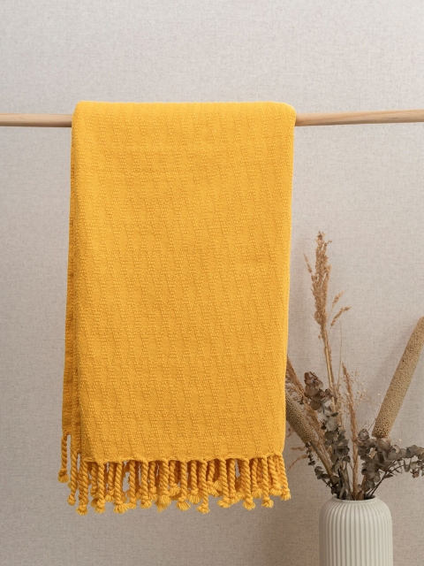 

The Yellow Dwelling Unisex Mustard Yellow Solid Pure Cotton Throws