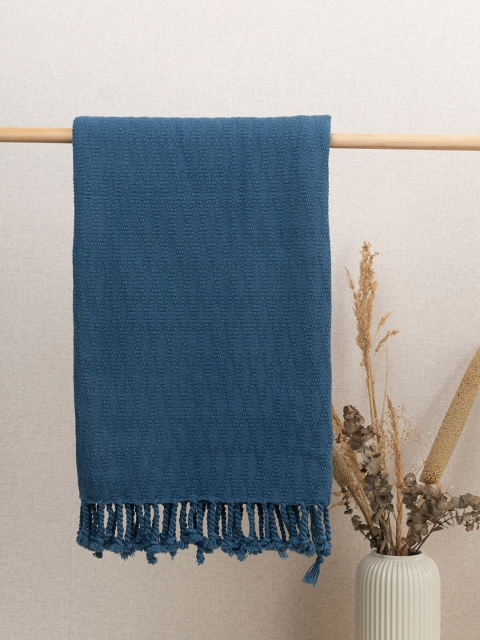 

The Yellow Dwelling Unisex Blue Solid Pure Cotton Throws