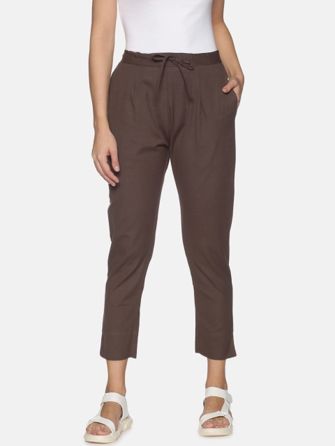 

Palakh Women Brown Solid Relaxed Slim Fit Trousers