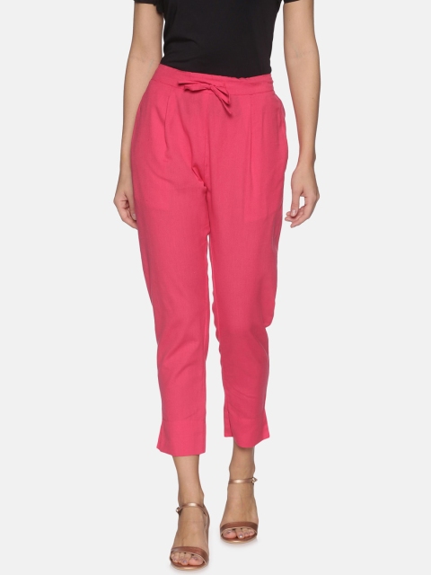 

Palakh Women Fuchsia Solid Relaxed Slim Fit Trousers