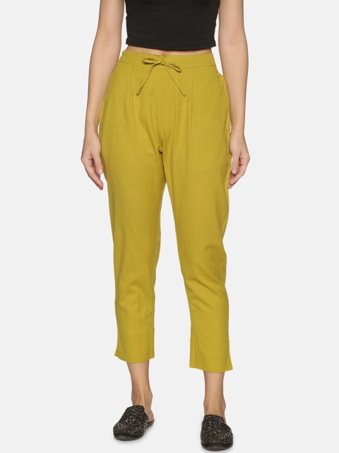 

Palakh Women Mustard Yellow Relaxed Slim Fit Trousers