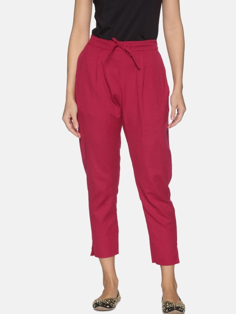 

Palakh Women Magenta Relaxed Slim Fit Pleated Trousers