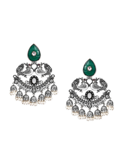 

Rubans Silver-Toned Classic Chandbalis Earrings