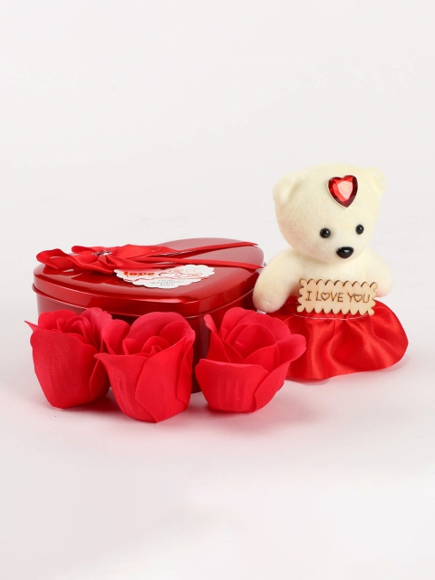 

Ferns N Petals Set of 3 Red Artificial Rose & Teddy Bear Gift Set