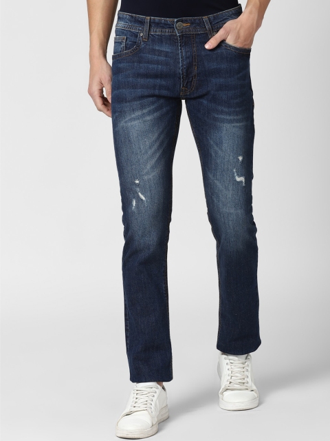 

Peter England Casuals Men Navy Blue Solid Low Distress Heavy Fade Jeans