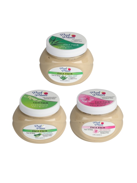 

Pink Plums Set Of 3 Face & Body Face Pack, Multi