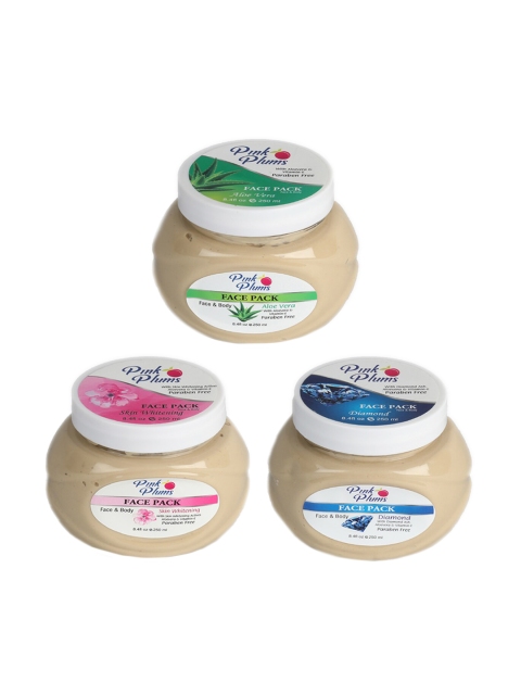 

Pink Plums Set Of 3 Aloe Vera Face & Body Face Pack, Multi