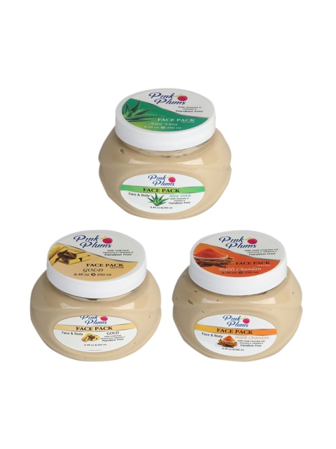 

Pink Plums Facial Kit Aloevera Gold Haldi & Chandan Body & Face Pack- 250 ml each, Multi