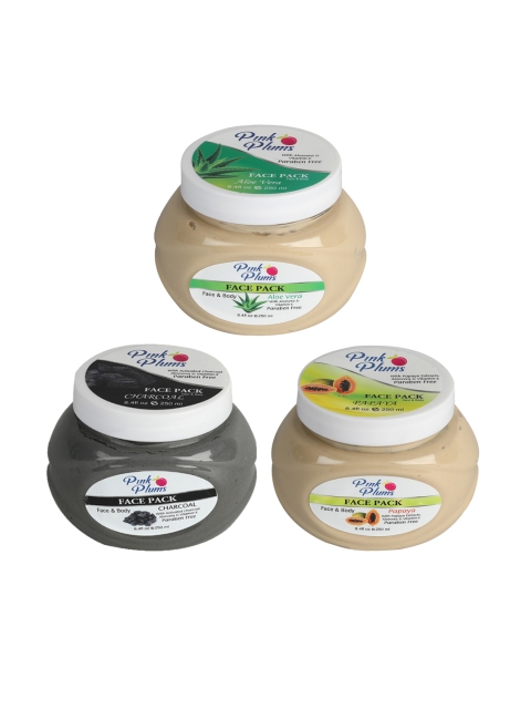 

Pink Plums Set Of 3 Paraben Free Face Pack, Beige