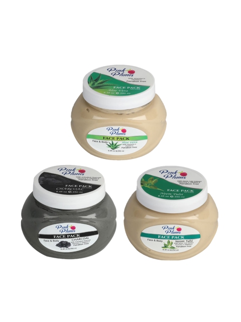 

Pink Plums Set Of 3 Face & Body Face Pack, Multi