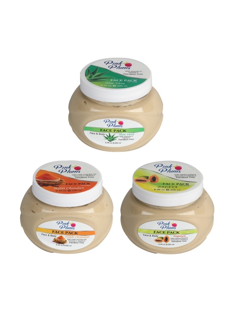 

Pink Plums Set Of 3 Face & Body Face Pack, Multi