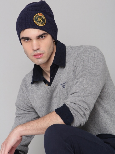 

GANT Men Blue & Yellow Woolen Beanie