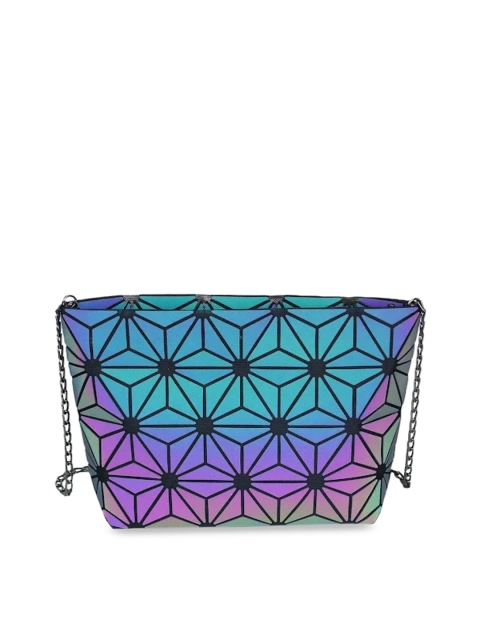 

FabSeasons Blue Geometric Textured PU Swagger Sling Bag