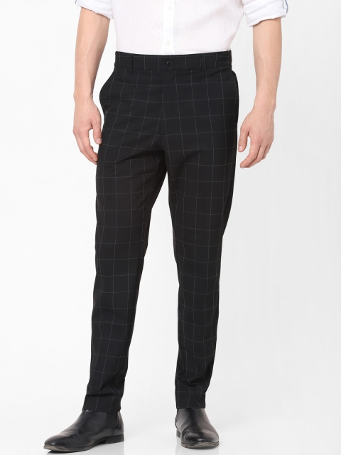 

Celio Men Black Checked Slim Fit Trousers