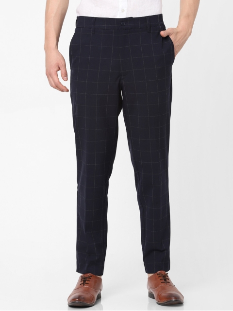 

Celio Men Blue Checked Slim Fit Trousers