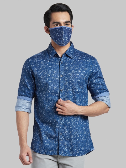

Parx Men Blue Slim Fit Floral Printed Casual Shirt