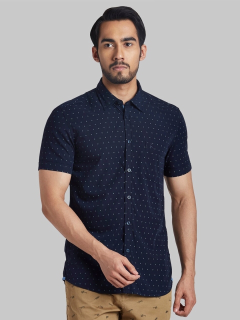 

Parx Men Blue Slim Fit Printed Casual Shirt
