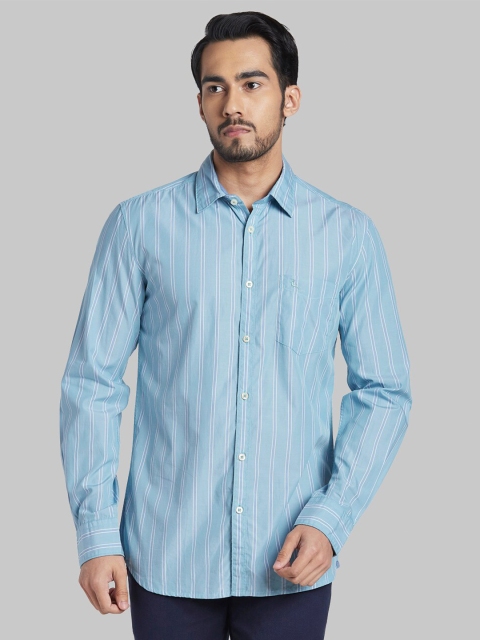 

Parx Men Blue Slim Fit Striped Cotton Casual Shirt