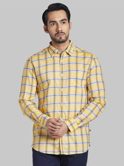

Parx Men Yellow Slim Fit Windowpane Checks Casual Shirt