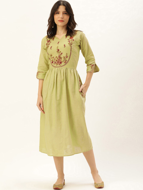 

Touch Trends Green Embroidered Tunic