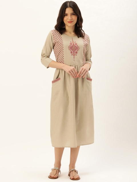 

Touch Trends Beige Embroidered Tunic