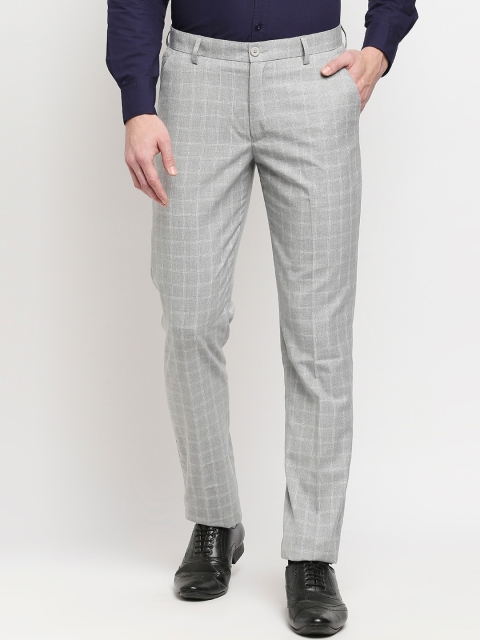 

Solemio Men Grey Checked Relaxed Trousers