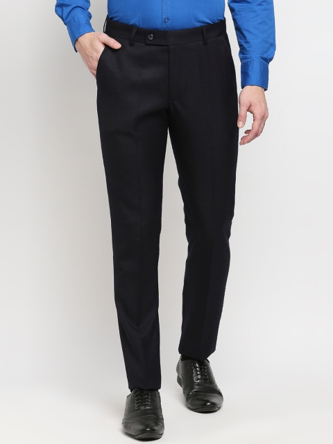 

Solemio Men Navy Blue Relaxed Regular Fit Formal Trousers