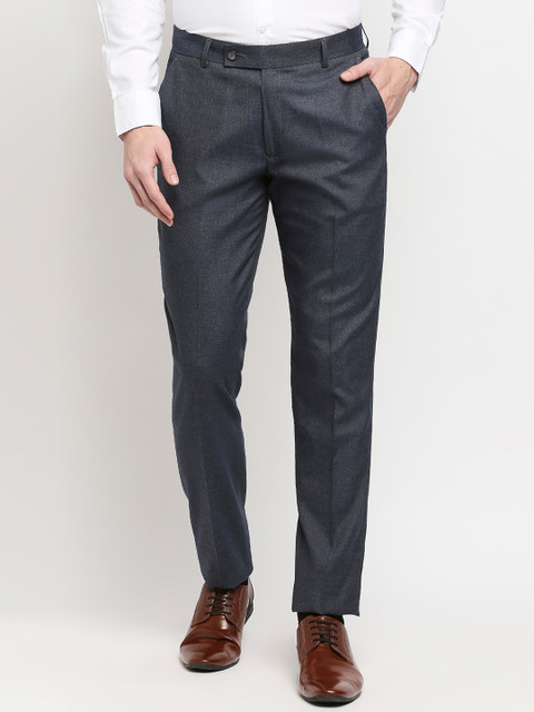 

Solemio Men Blue Solid Regular Fit Trousers