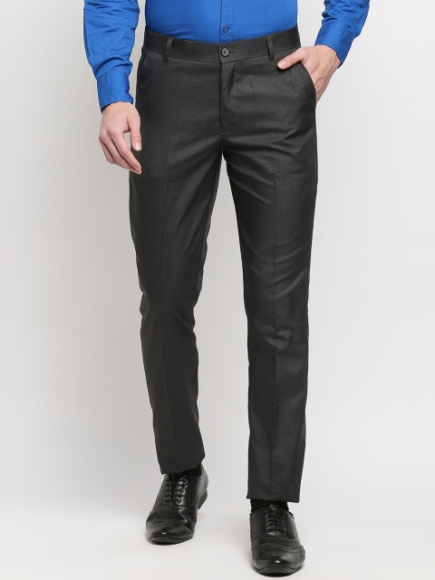 

Solemio Men Charcoal Solid Relaxed Regular Fit Trousers
