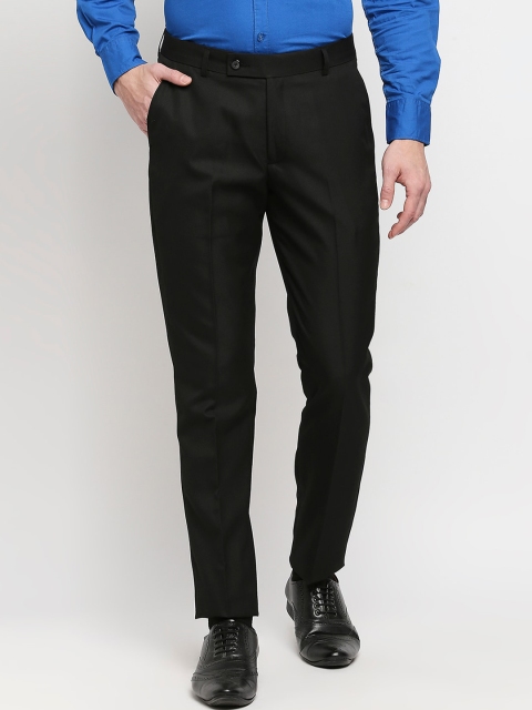 

Solemio Men Black Relaxed Slim Fit Trousers