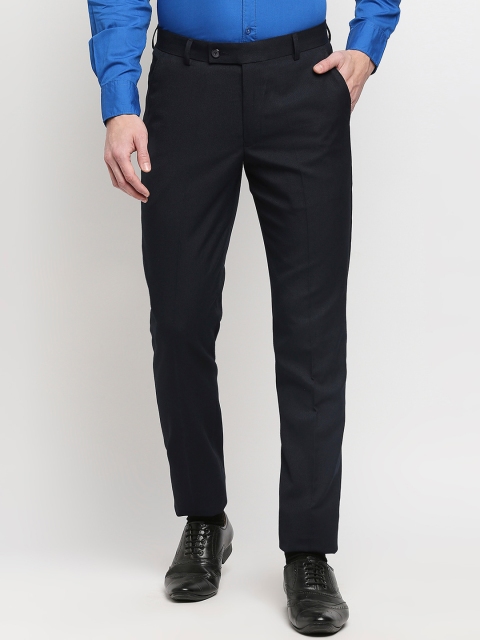 

Solemio Men Navy Blue Relaxed Regular Fit Trousers