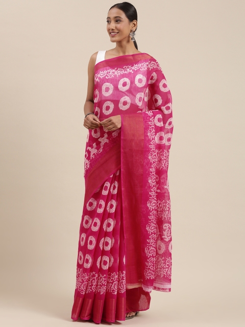 

Pothys Pink & White Geometric Printed Saree