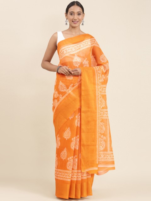 

Pothys Mustard & Beige Ethnic Motifs Printed Saree