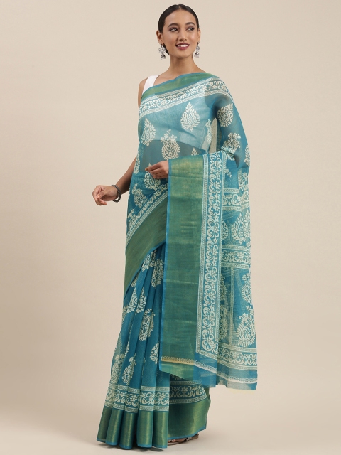 

Pothys Blue & White Ethnic Motifs Printed Saree