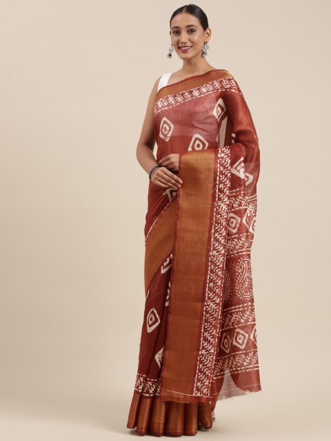 

Pothys Brown & Beige Ethnic Motifs Printed Saree