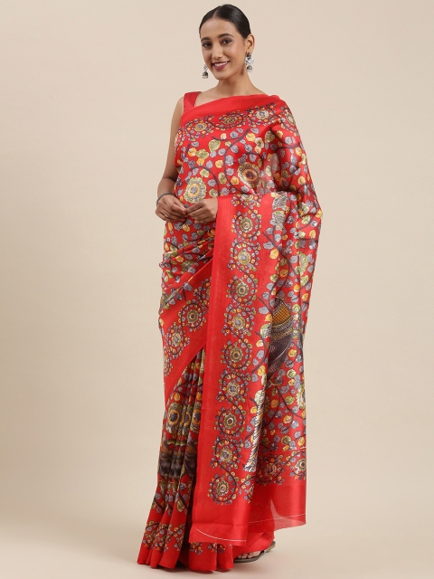 

Pothys Red & Green Ethnic Motifs Printed Saree