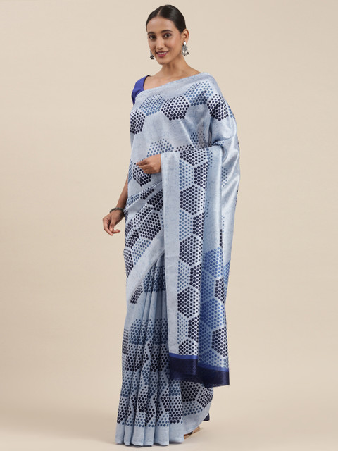 

Pothys Navy Blue Geometric Printed Saree