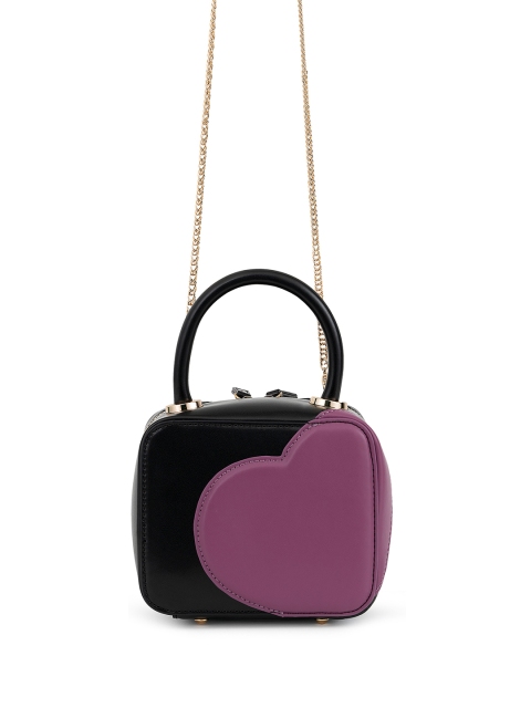 

MIRAGGIO Black Colourblocked PU Structured Handheld Bag