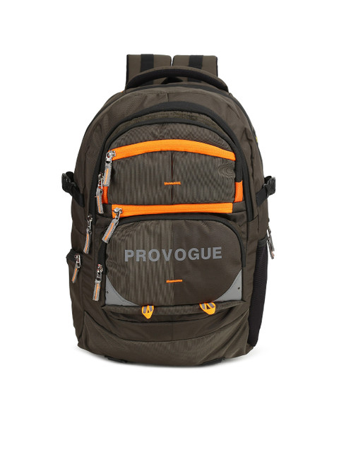 

Provogue Unisex Green & Orange Colour-blocked Reflective Strip Backpack