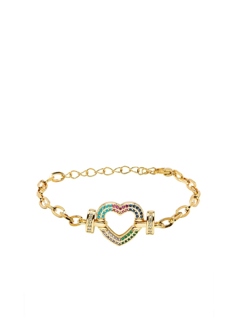 

Moon Dust Women Gold-Toned & Pink Brass Cubic Zirconia Gold-Plated Charm Bracelet