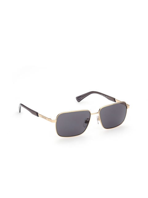 

DIESEL Men Grey Lens & Gold-Toned UV Protected Rectangle Sunglasses DL0354 56 30A