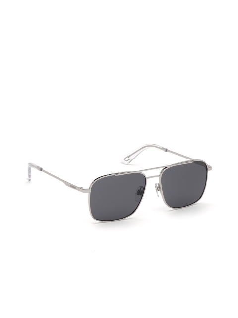 

DIESEL Men Grey Lens & Silver-Toned Square Sunglasses with UV Protected Lens