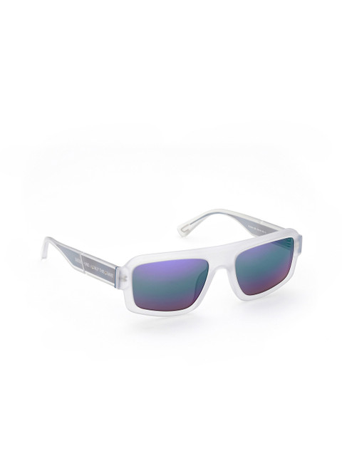 

DIESEL Men Blue Lens & White Rectangle Sunglasses with UV Protected Lens - DL0348 54 26X