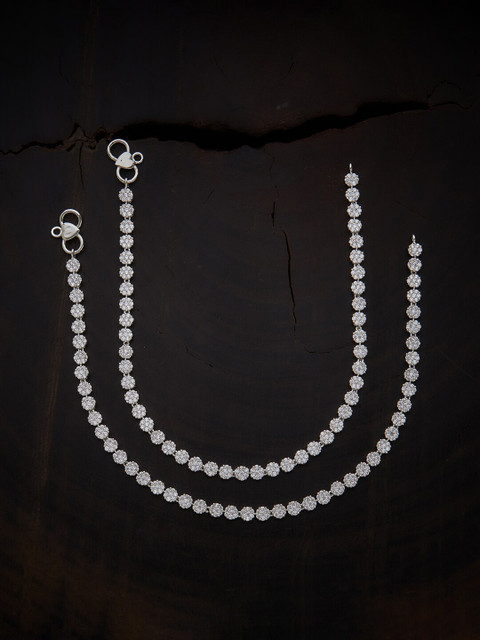 

Kushal's Fashion Jewellery White Zircon Stone Embellished Anklet