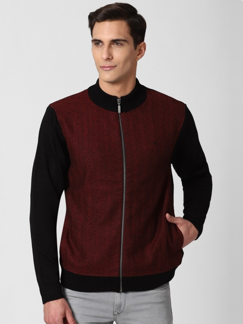 

Van Heusen Sport Men Maroon Colourblocked Acrylic Front Open Sweater