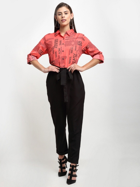 

emeros Coral & Black Printed Basic Jumpsuit
